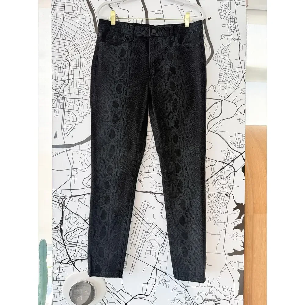 Joe's Jeans Black Snakeskin Print Icon Skinny Ankle Jeans - Size 30